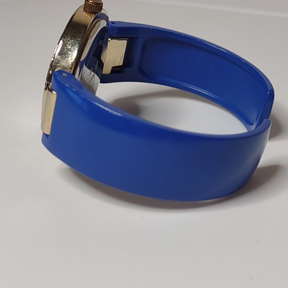 Blue And Gold Tone 6 Inch Cuff Watch - Picture 4 of 12